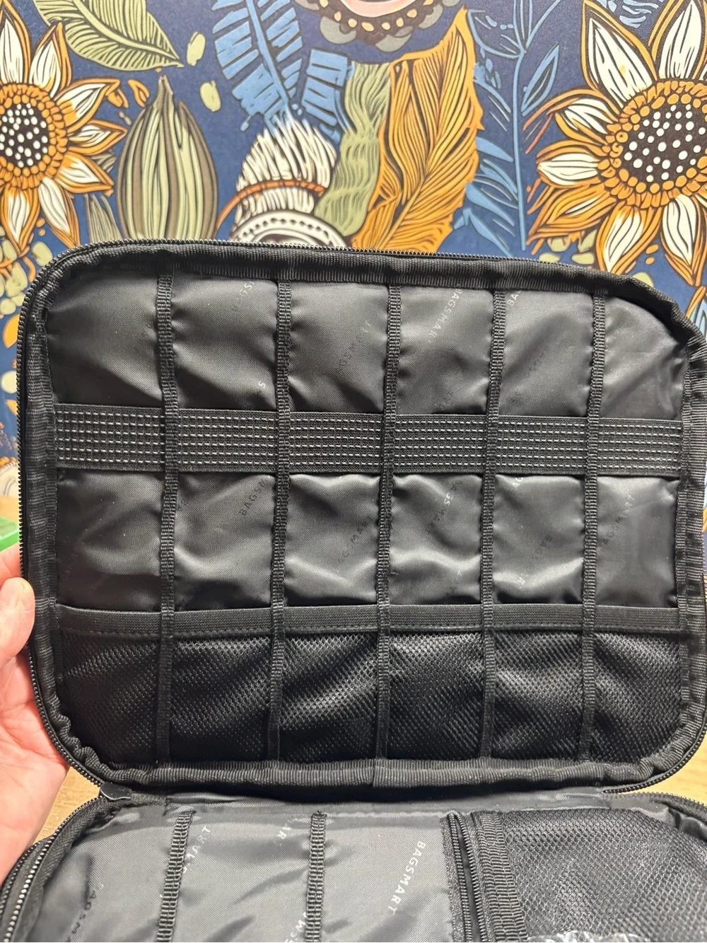 Black and Gray Tablet Accessory Organizer Case with Elastic Slots